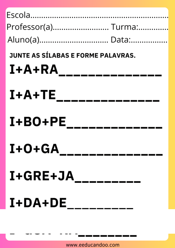 Junte as Sílabas e Forme Palavra - Imagem 3
