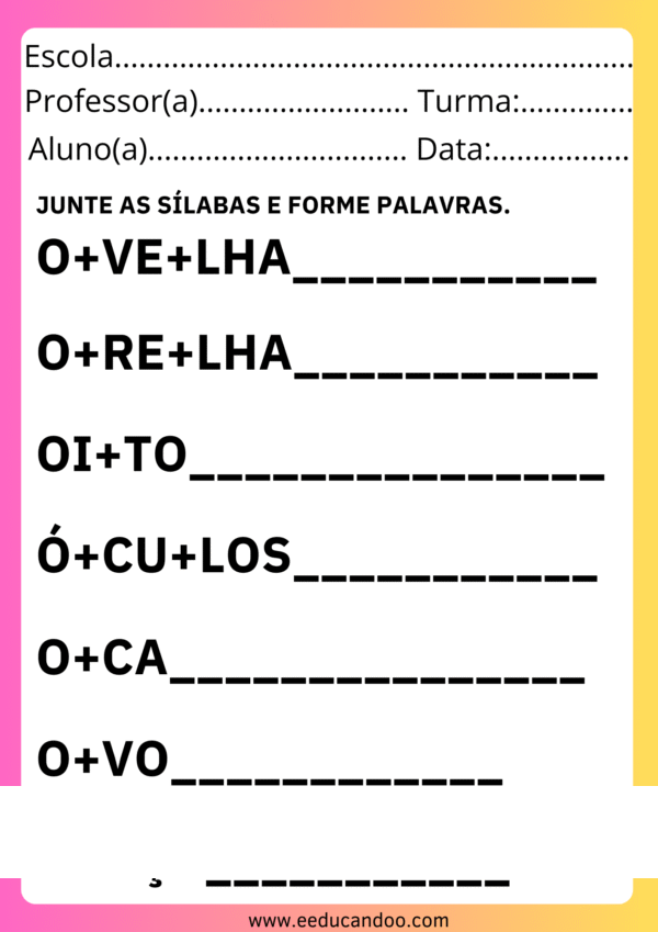 Junte as Sílabas e Forme Palavra - Imagem 4