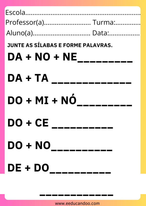 Junte as Sílabas e Forme Palavra - Imagem 2